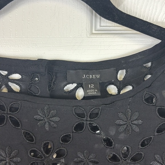 J. Crew black eyelet lace flutter sleeve dress sz 12 - Picture 6 of 11